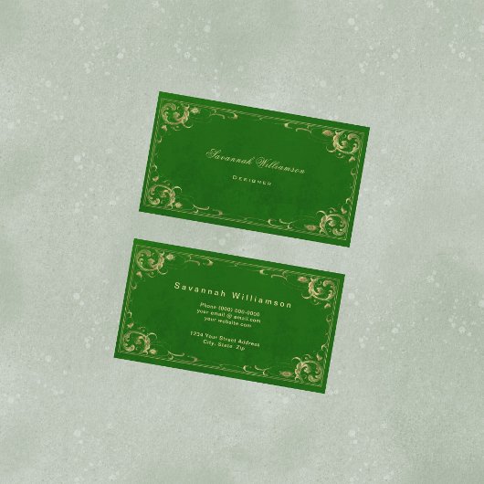 Elegant Green Gold Visitekaartje