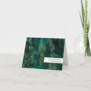 Elegant Green Gold Waterverf Persoonlijke naam Bedankkaart