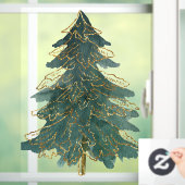 Elegant Green Golden Kerstboom Raamsticker (Huis)