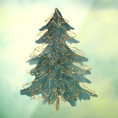 Elegant Green Golden Kerstboom Raamsticker (Vel 3)
