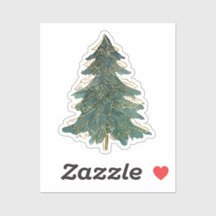 Elegant Green Golden Kerstboom Sticker