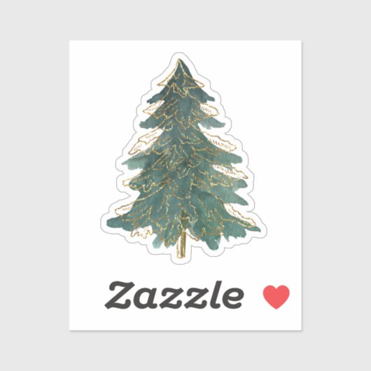 Elegant Green Golden Kerstboom Sticker (Vel)