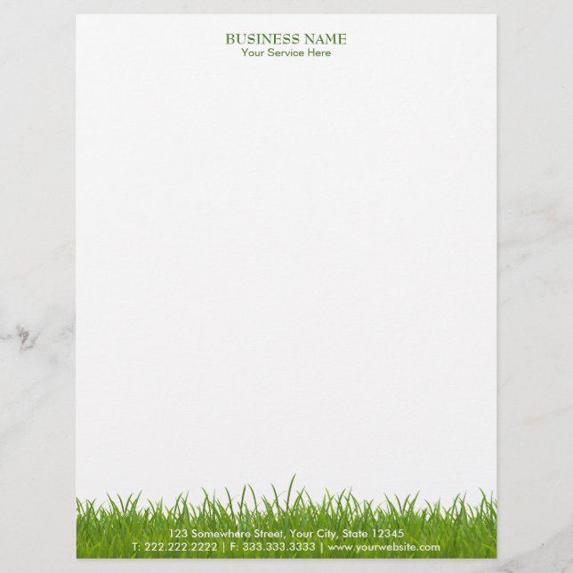 Elegant Green Grass Plain Business Gepersonaliseerd Briefhoofd (Voorkant)