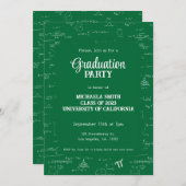 Elegant Green Hand-Lettering Math Graduation Party Kaart (Voorkant / Achterkant)