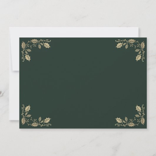 Elegant Green Holly Bells kerstfeestdag Kaart (Achterkant)