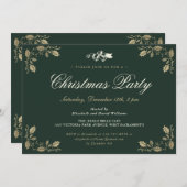 Elegant Green Holly Bells kerstfeestdag Kaart (Voorkant / Achterkant)