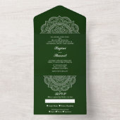 Elegant Green Indian Wedding (geen Env nodig) All In One Uitnodiging (Binnen)