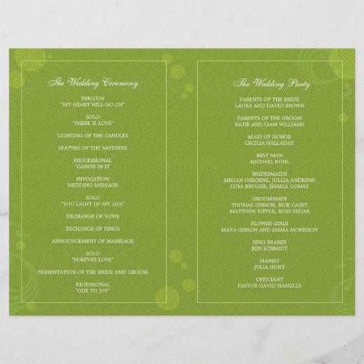 Elegant Green Irish Bi Fold Wedding Programs (Achterkant)
