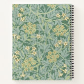 Elegant Green Jasmine Floral Pattern Notitieboek (Achterkant)