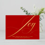 Elegant Green Joy Script Gold Foil Christmas Card Folie Feestdagenkaart (Staand Voorkant)