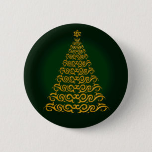 Elegant Green kerstboom Button