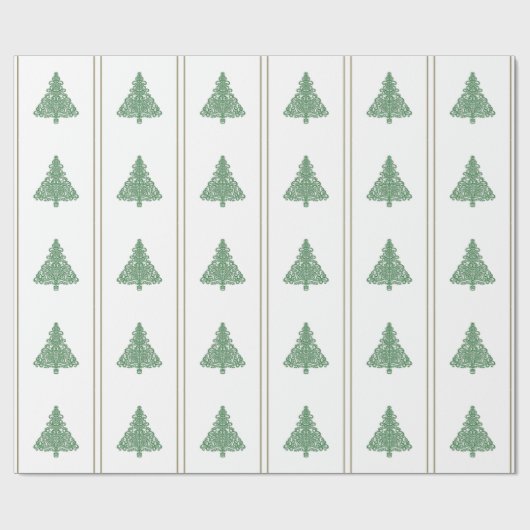 Elegant Green Kerstboom op witte cadeauverpakking Cadeaupapier (Vlak)