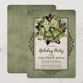 Elegant Green Kerstmis Bells Holiday Party Kaart