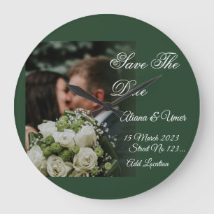Elegant Green kiss Save the Date Grote Klok