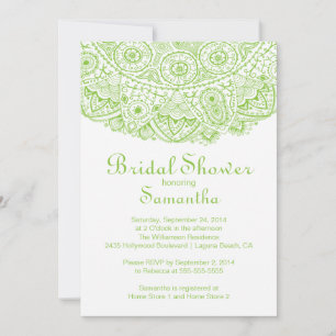 Elegant Green Lace Bridal Shower Invitation Kaart