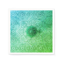 Elegant Green Lace Pattern Paper Napkins
