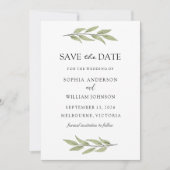 Elegant Green Leaf Greenery Spring Wedding Save The Date (Voorkant)