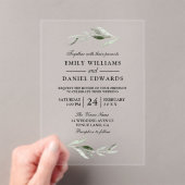 Elegant Green Leaf Wedding Acryl Uitnodigingen (Insitu (Draagbaar))
