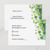 Elegant Green Leaf Wedding RSVP Kaartje (Voorkant / Achterkant)