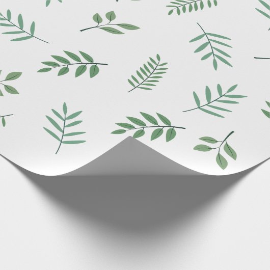 Elegant Green Leaf Wrapping Paper op Wit Cadeaupapier (Hoek)