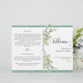 Elegant Green Leaves, Glitter Quinceañera-programm (Staand voorkant)