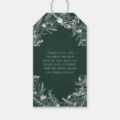 Elegant Green Leaves Minimalist Monogram Cadeaulabel (Achterkant)