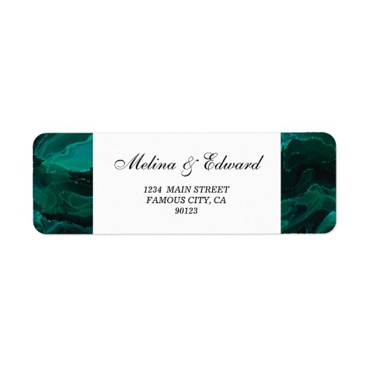 Elegant Green Marble Address Label (Voorkant)