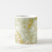 Elegant Green Marble Monogram Faux Gold Glitter Koffiemok (Center)