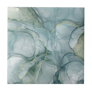Elegant Green Marble Pattern Ceramic Tile Tegeltje