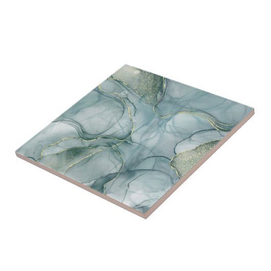 Elegant Green Marble Pattern Ceramic Tile Tegeltje (Zijkant)