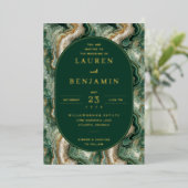 Elegant Green Marble Wedding Invitation (Debout devant)