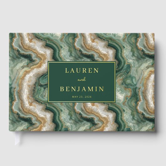 Elegant Green Marbled Waves (Recto)