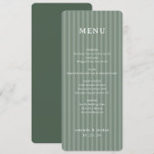 Elegant Green Menu Stripes (Devant / Derrière)