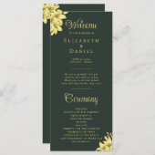 Elegant Green met Gold Typography Wedding Programma (Voorkant / Achterkant)