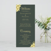 Elegant Green met Gold Typography Wedding Programma (Staand voorkant)