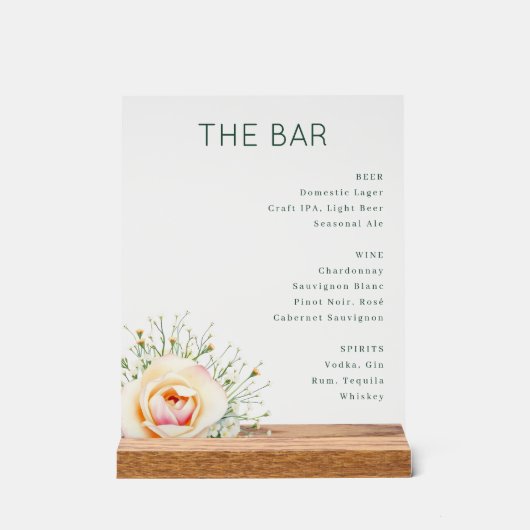 Elegant Green Minimalist Bar Menu (Recto)