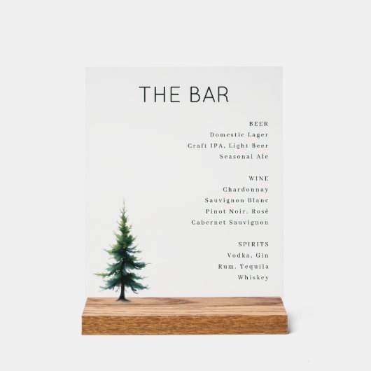 Elegant Green Minimalist Bar Menu (Recto)