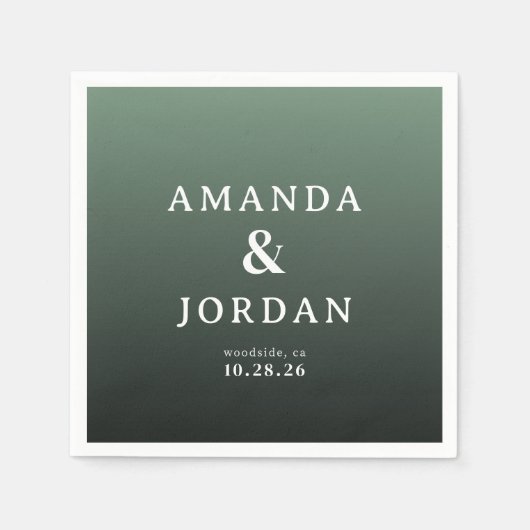 Elegant Green Minimalist Gradient Servet (Voorkant)