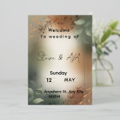 Elegant Green Minimalist Wedding Invitation Folie Uitnodiging (Staand Voorkant)