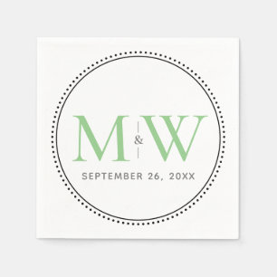 Elegant Green Monogram Wedding Servet