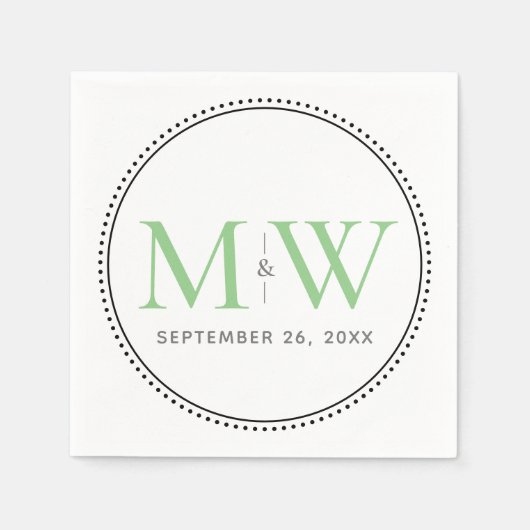 Elegant Green Monogram Wedding Servet (Voorkant)