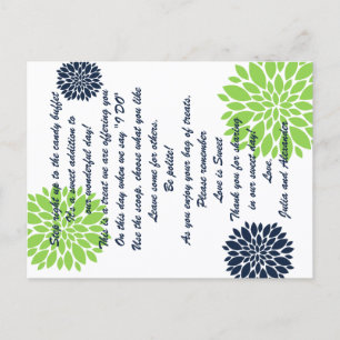 Elegant Green Navy Floral Burst Snoep Buffet Cards Briefkaart