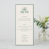 Elegant Green Old Money Wedding Menu (Staand voorkant)