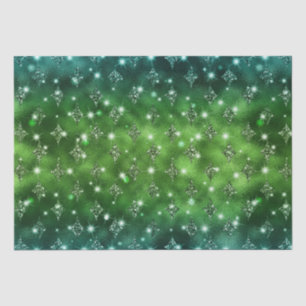 Elegant Green Ombre Glitter Celestial Pattern Tissuepapier