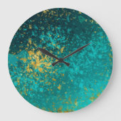 Elegant Green Opal Faux Gold Grote Klok (Voorkant)