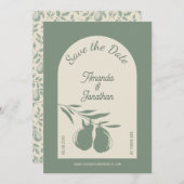 Elegant Green Pear Wedding Save the Date Kaart (Voorkant / Achterkant)