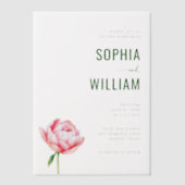 Elegant Green Peony Wedding Invitation (Recto)