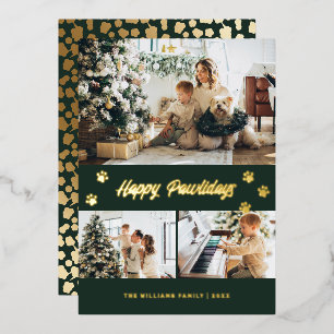 Elegant Green Photo Happy Pawlidays Gold Folie Feestdagenkaart