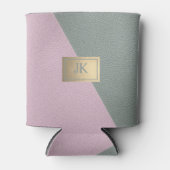 Elegant Green Pink Leather Monogram Blikjeskoeler (Voorkant)