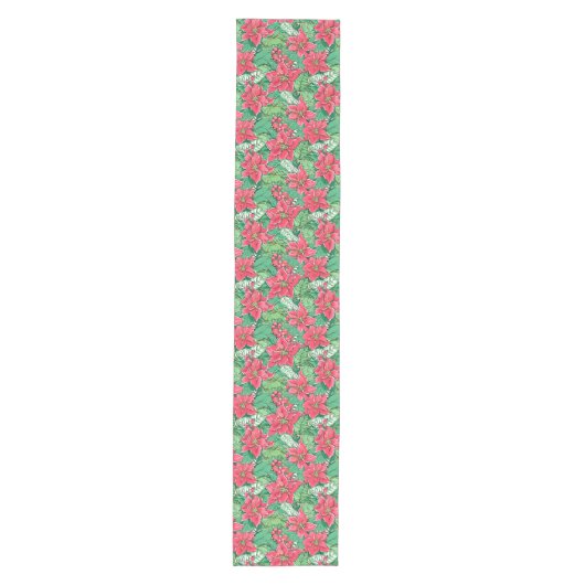 Elegant green pink preppy Christmas table runner Medium Tafelloper (Voorkant)